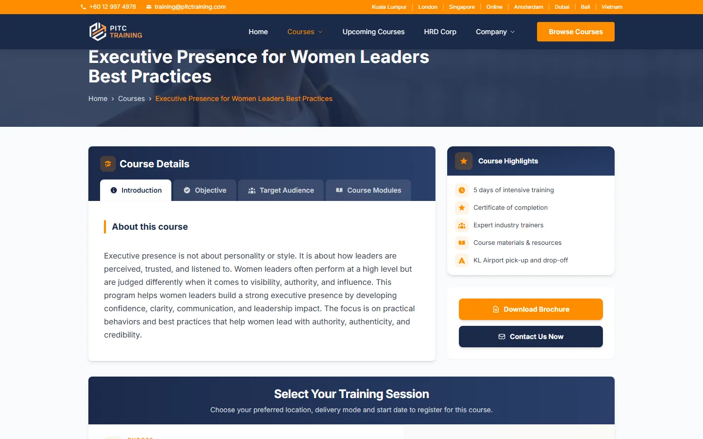 Course pages that do the selling