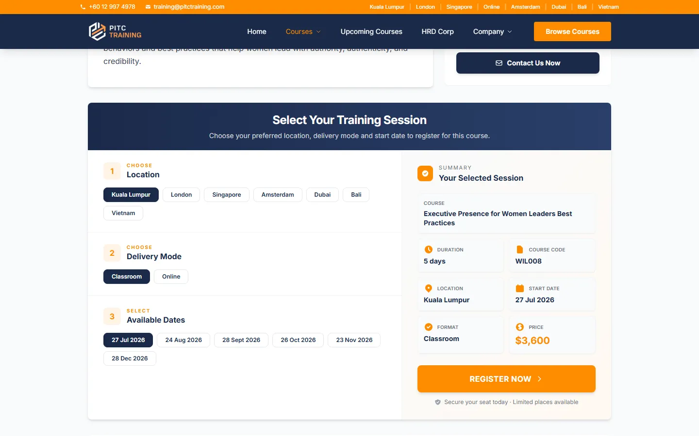 Choosing a session feels like booking a flight