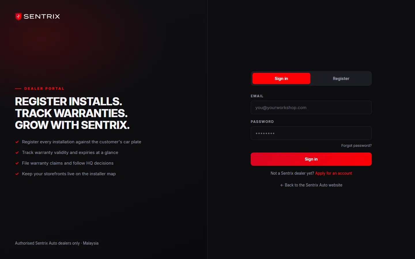 Dealer portal