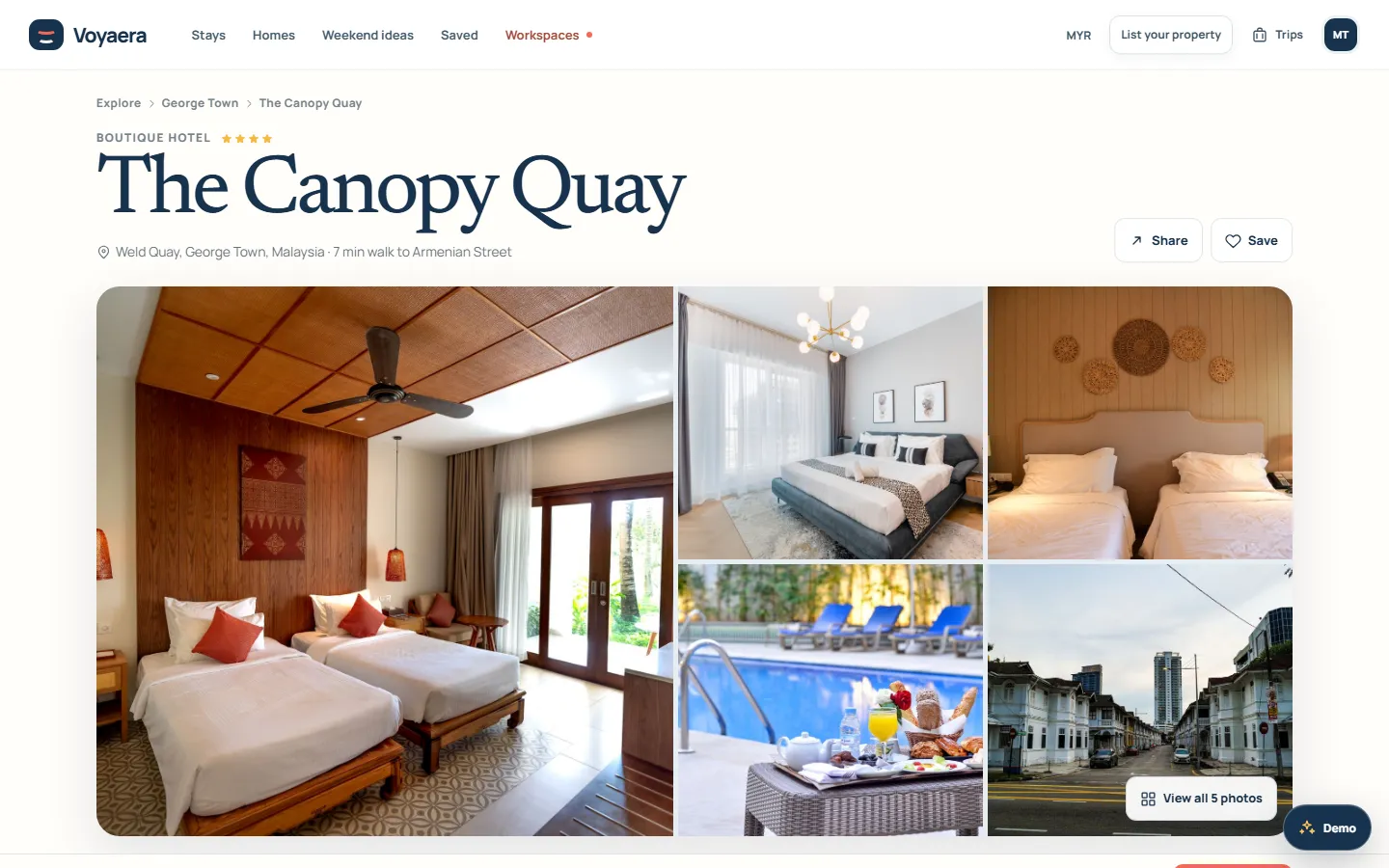 Stay pages with real room inventory